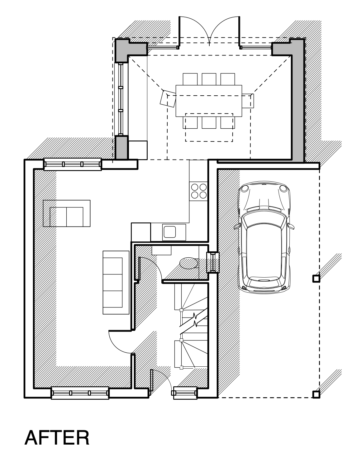 Silchester ground-floor plan after — new vaulted dining extension